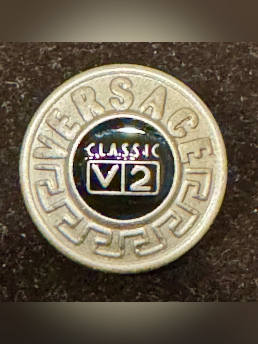 Versace Silver-Tone Button with Black Center - Classic V2, set of 2, 14&19mm
